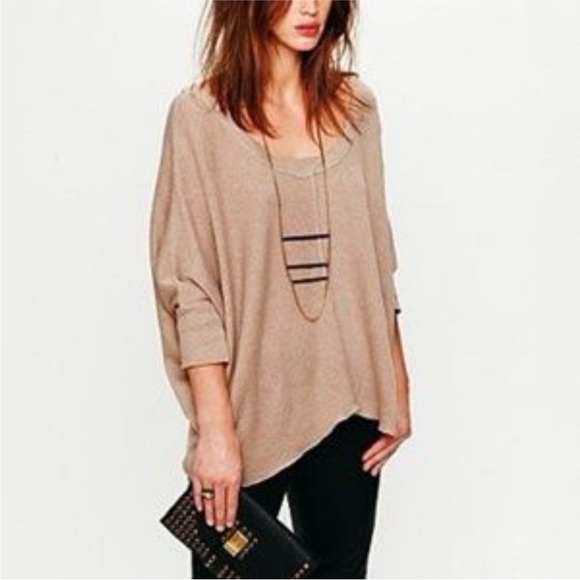 Free People Sweaters - FREE PEOPLE Camel Knit Oversized Sweater